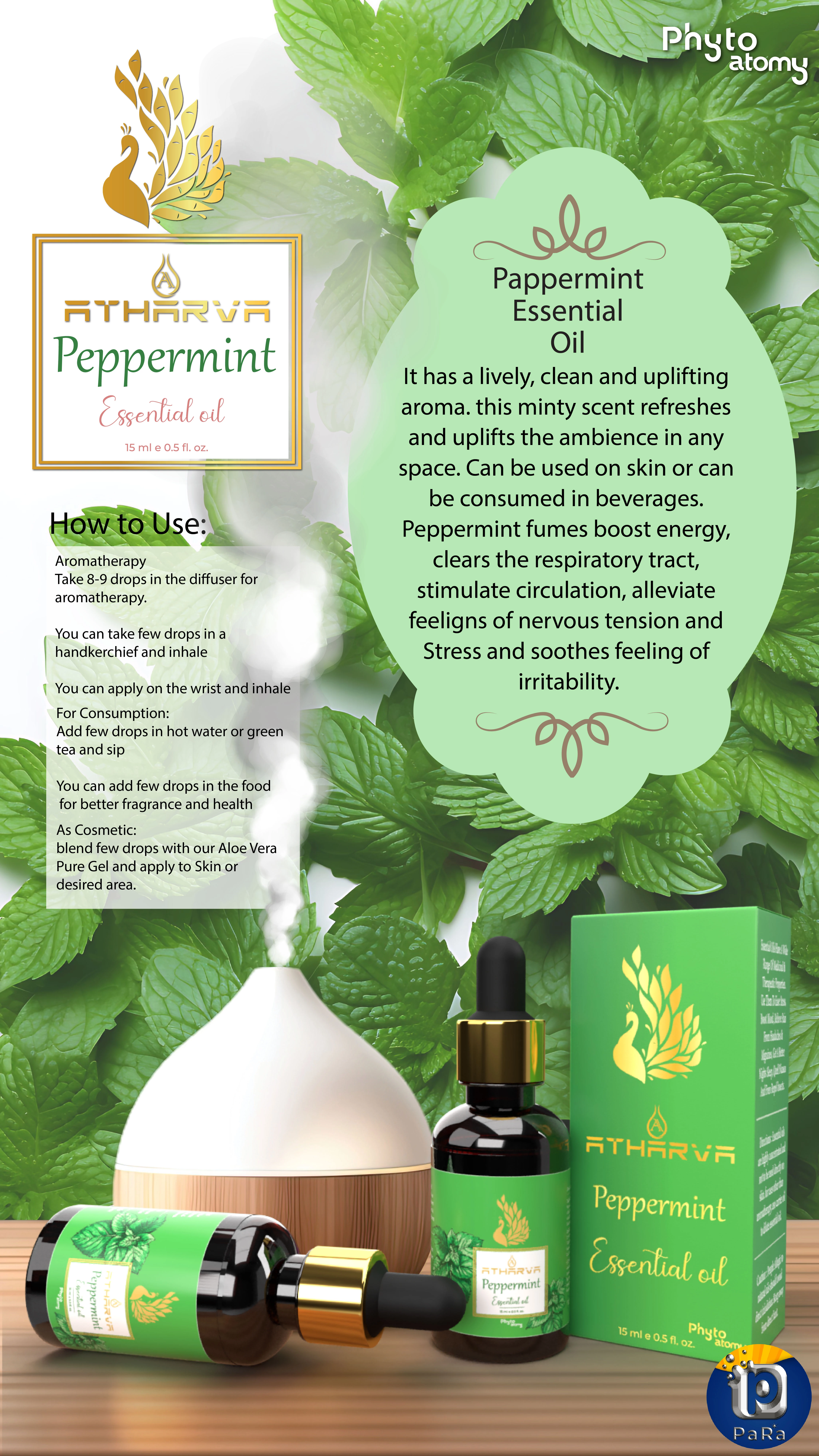 RBV B2B Atharva Peppermint Essential Oil (15ml)-12 Pcs.